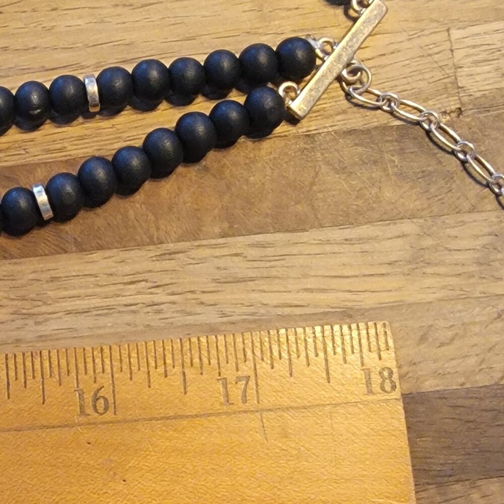 Meghan Browne Style Ethan Black 3 Strand Layered Beaded Necklace - Picture 7 of 9